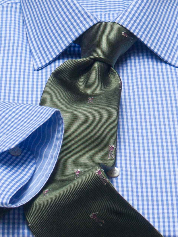 Hemd: Hemd in Slimline mit Kent Kragen in hellblau kariert | John Crocket – Fine British Clothing