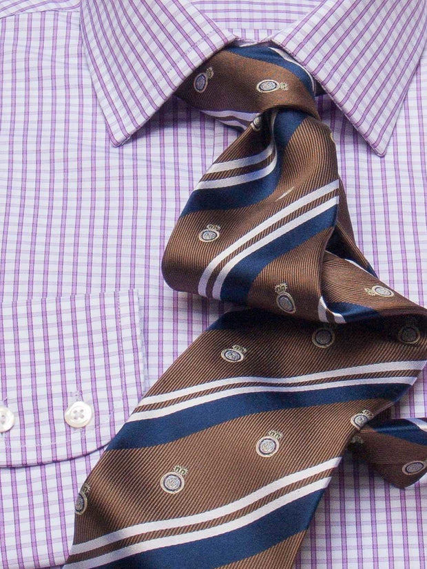 Hemd: Hemd in Slimline mit Kent Kragen in lila kariert | John Crocket – Fine British Clothing