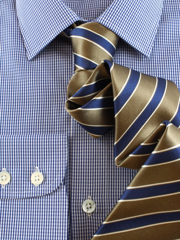 Herrenhemd Slim Fit Kent kariert in Blau, Frontalansicht