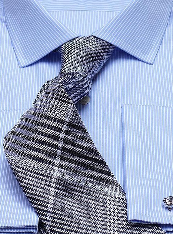 Krawatte: Krawatte gemustert in grau/weiß | John Crocket – Fine British Clothing