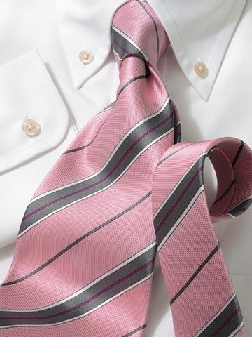Krawatte: Krawatte mit Streifen in rosa/grau | John Crocket – Fine British Clothing