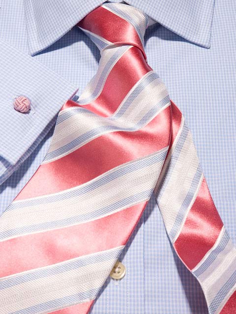 Krawatte: Krawatte mit Streifen in rosa/weiß | John Crocket – Fine British Clothing
