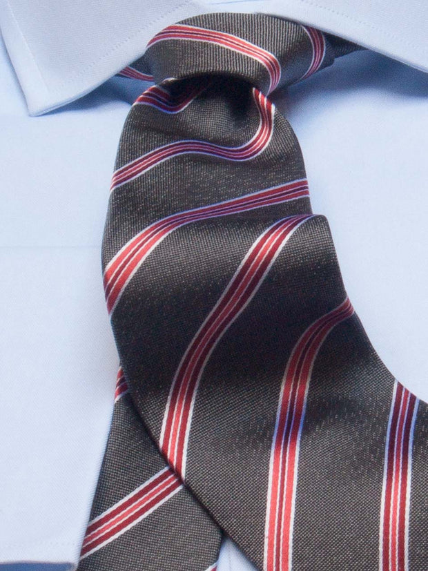Krawatte: Krawatte mit Streifen in grau/rot | John Crocket – Fine British Clothing