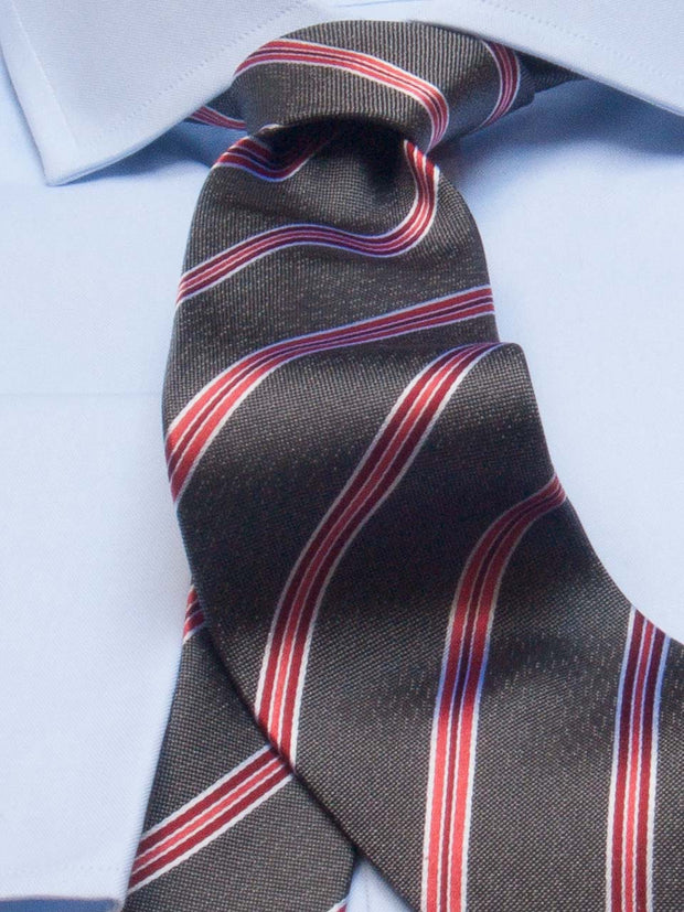Krawatte: Krawatte mit Streifen in grau/rot | John Crocket – Fine British Clothing