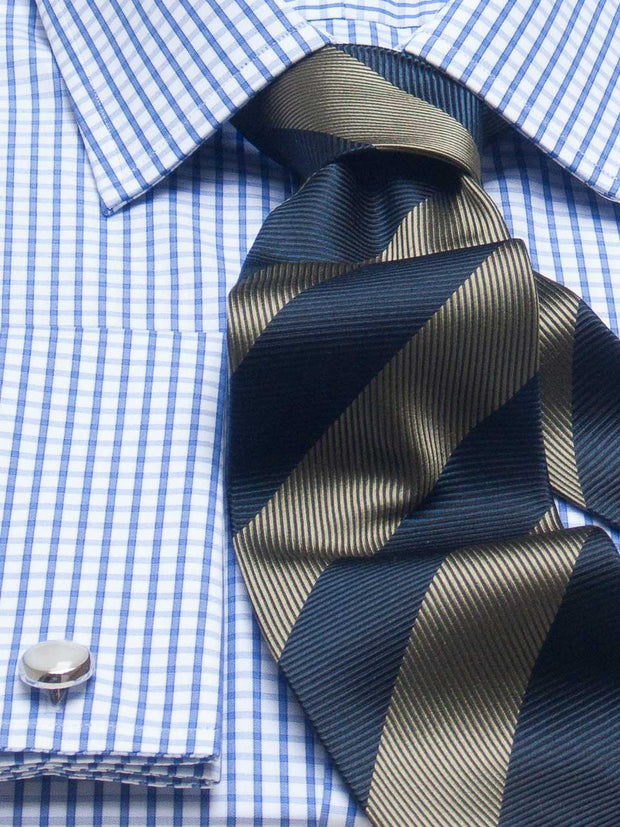 Hemd: Hemd mit Classic Kent Kragen in blau kariert | John Crocket – Fine British Clothing