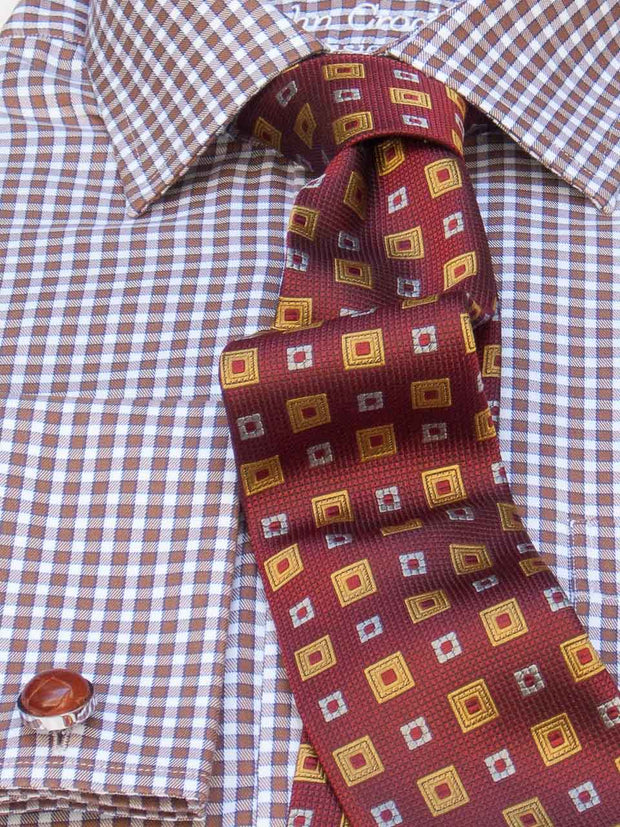 Hemd: Hemd mit Classic Kent Kragen in braun kariert | John Crocket – Fine British Clothing