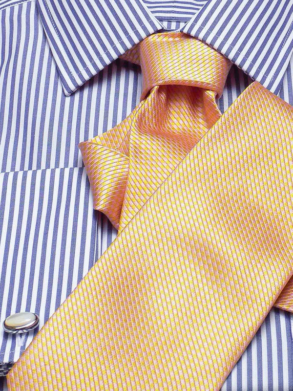 Herrenhemd Kent Kragen gestreift in Blau, Frontalansicht