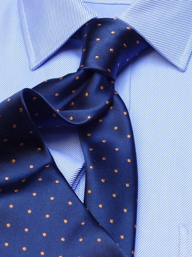 Hemd: Hemd mit Classic Kent Kragen in blau strukturiert | John Crocket – Fine British Clothing