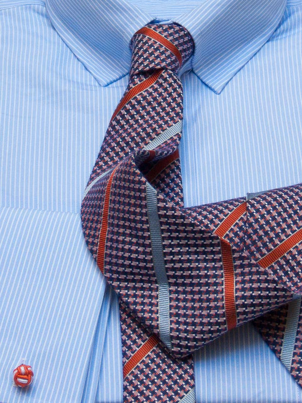 Krawatte: Krawatte mit Streifen in orange | John Crocket – Fine British Clothing