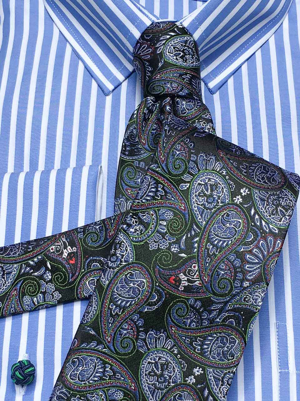 Hemd: Hemd in Classic mit Tab Kragen in hellblau gestreift | John Crocket – Fine British Clothing