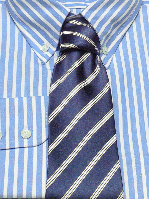 Hemd: Hemd mit Classic Button Down Kragen in hellblau gestreift | John Crocket – Fine British Clothing