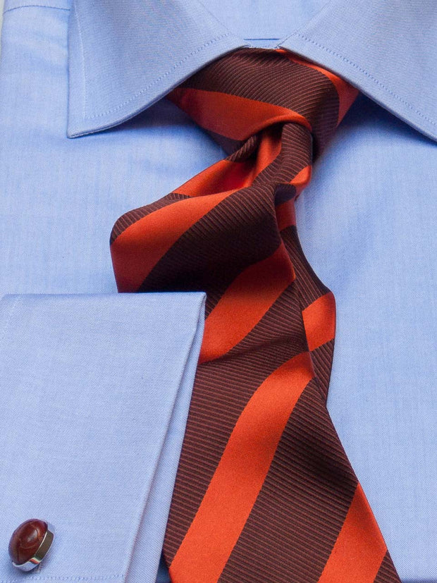 Krawatte: Krawatte mit Clubstreifen in rot/orange | John Crocket – Fine British Clothing