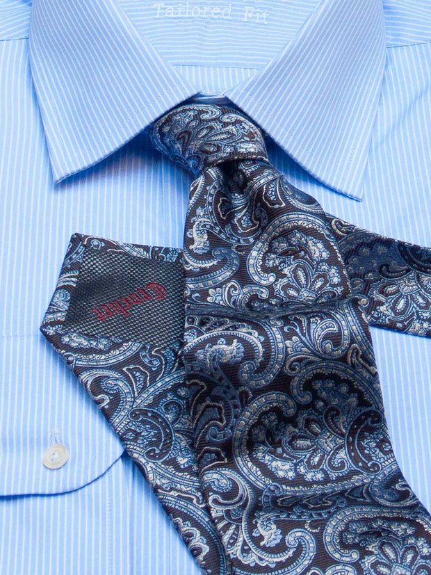 Hemd: Hemd in Slimline mit Kent Kragen in hellblau gestreift | John Crocket – Fine British Clothing