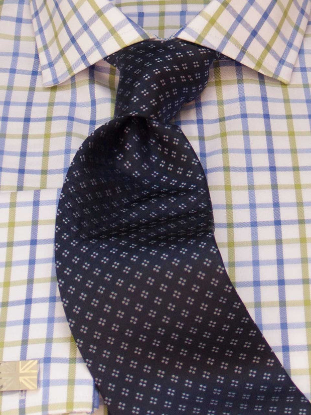 Hemd: Hemd in Slimline mit Cut-Away Kragen in blau/grün kariert | John Crocket – Fine British Clothing