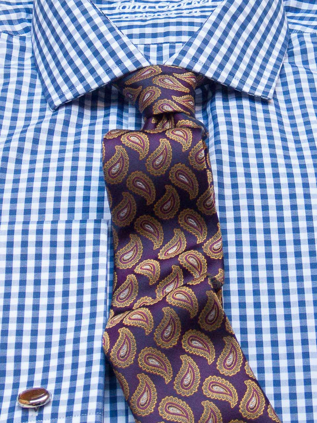 Krawatte: Krawatte mit Paisley in lila/gold | John Crocket – Fine British Clothing