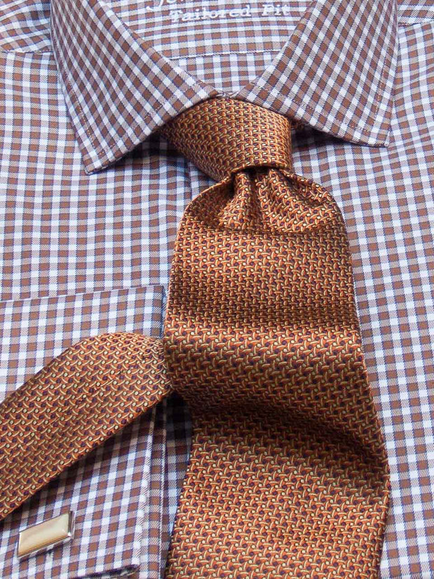Hemd: Hemd in Slimline mit Cut-Away Kragen in braun kariert | John Crocket – Fine British Clothing