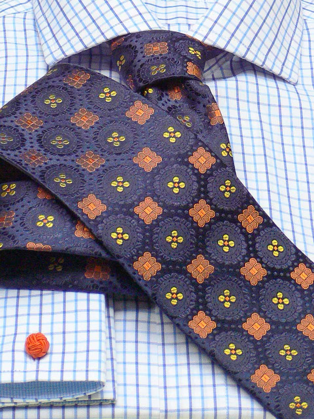 Hemd: Hemd in Slimline mit Cut-Away Kragen in blau kariert | John Crocket – Fine British Clothing