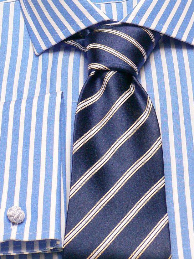 Hemd: Hemd in Slimline mit Cut-Away Kragen in hellblau gestreift | John Crocket – Fine British Clothing