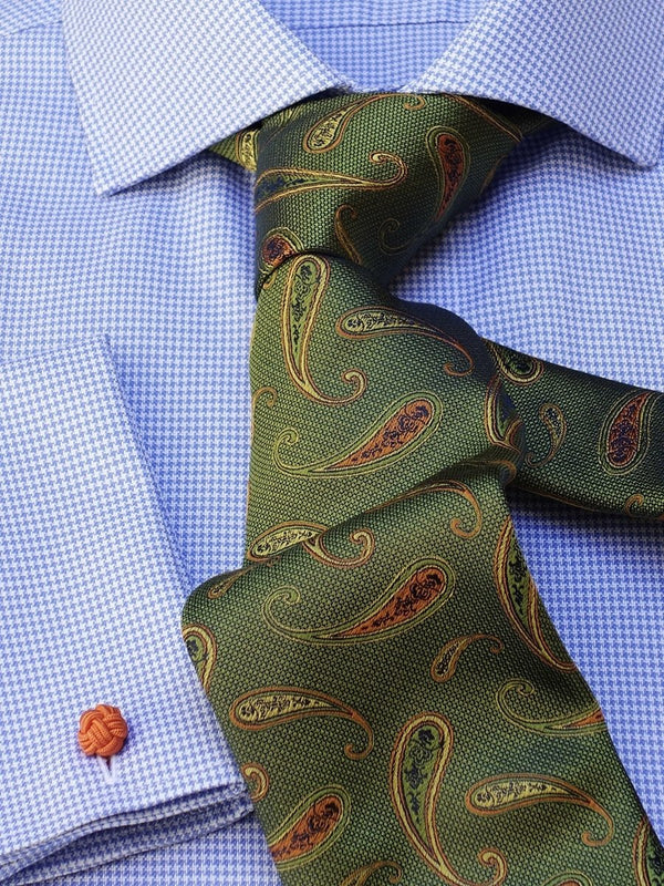 Herrenhemd Slim Fit Cut-Away hahnentritt in Blau, Frontalansicht
